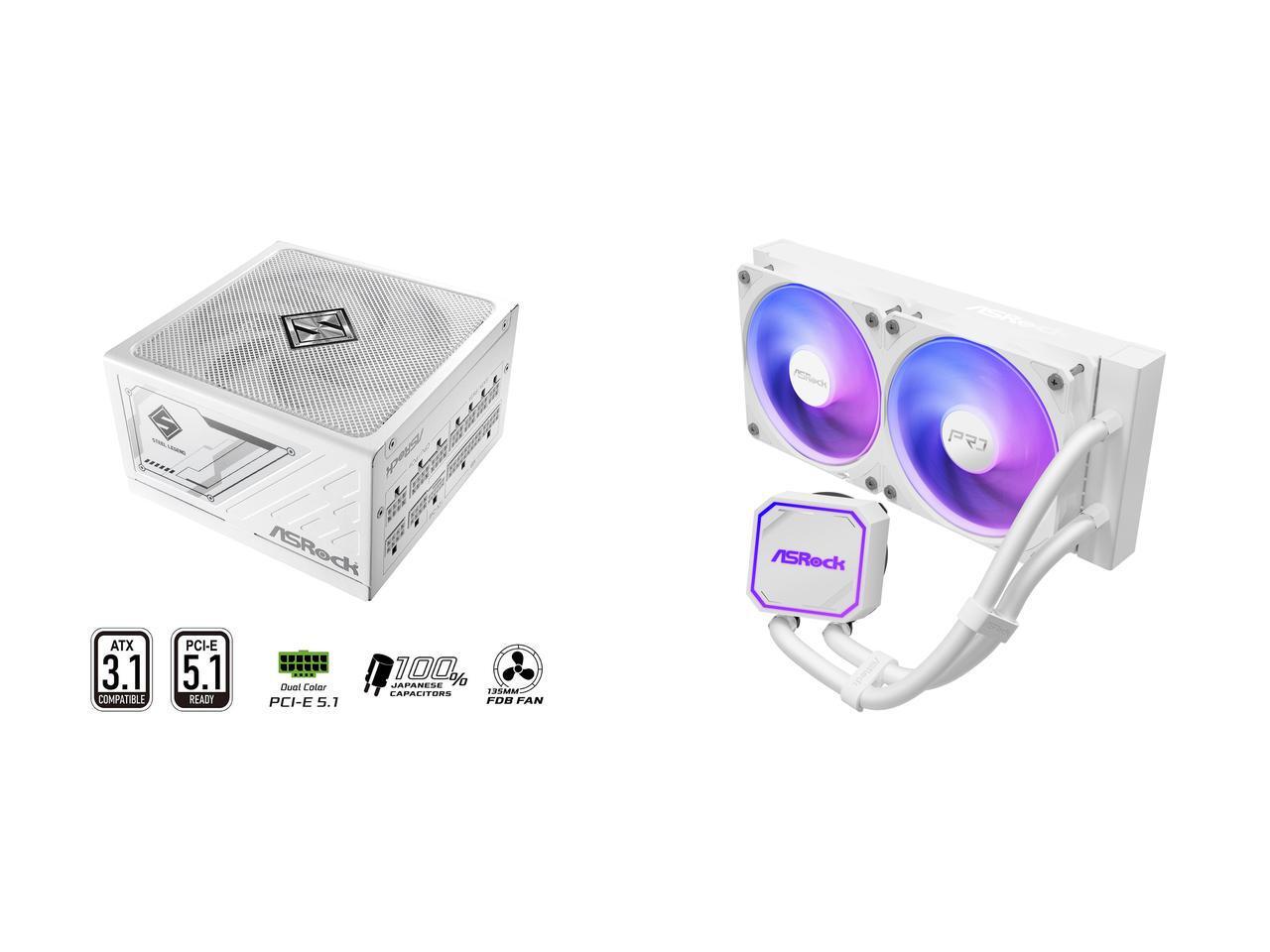 1000W White Modular Power Supply - ASRock SL-1000GW Gold 1000W ชุดจ่ายไฟแบบโมดูลาร์เต็มรูปแบบ ASRock